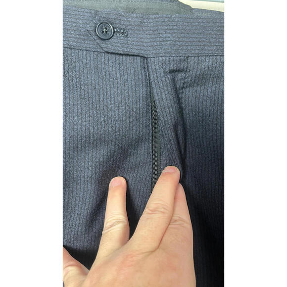 Armani  Collezioni Navy Blue Micro striped  2 Piece Suit Jacket Pants Set - Picture 13 of 16